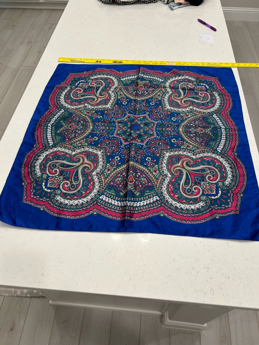 Vibrant Blue Paisley Square Scarf